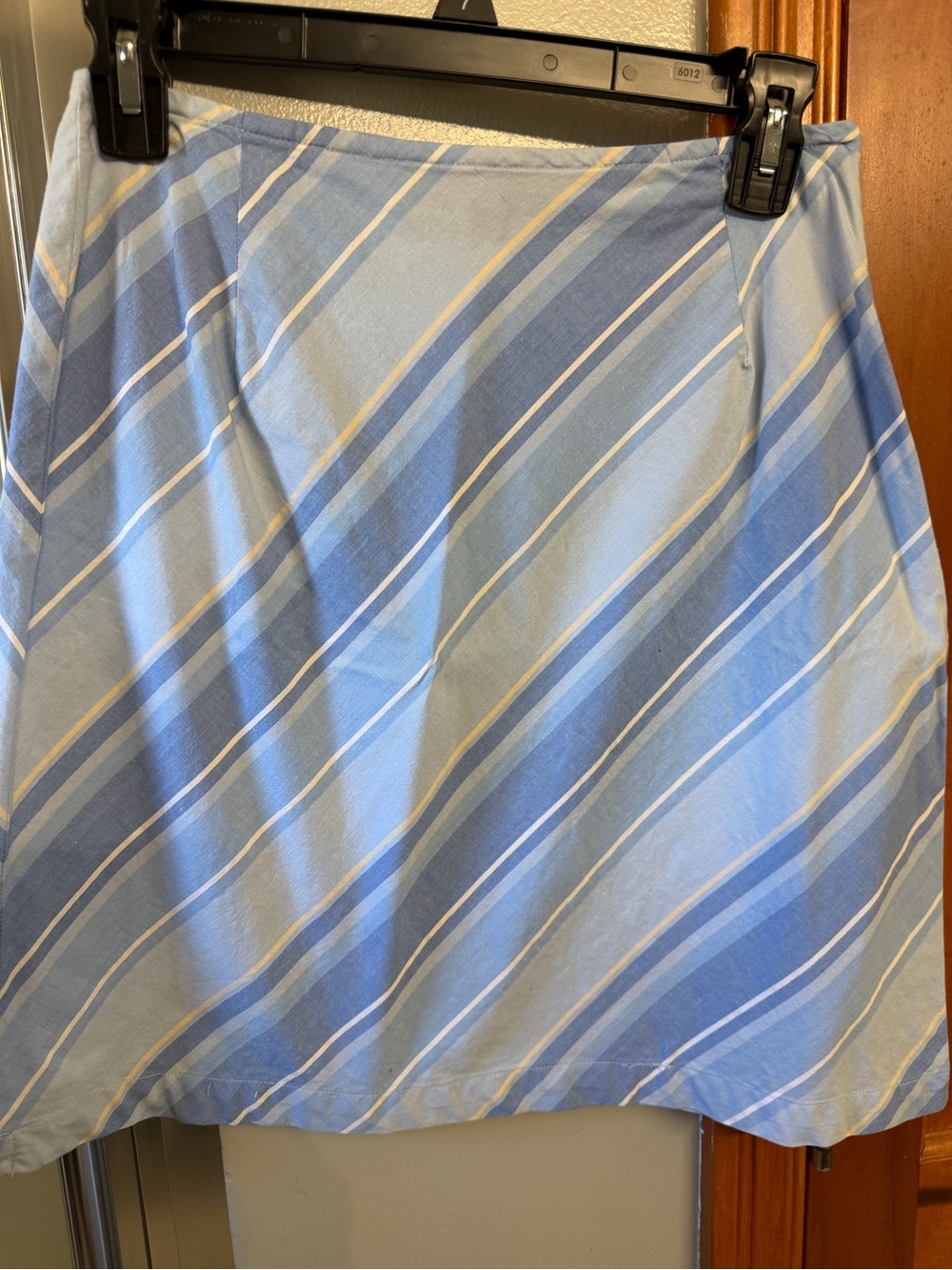 Sonoma Light Blue and White Diagonal Stripe A-Line Skirt